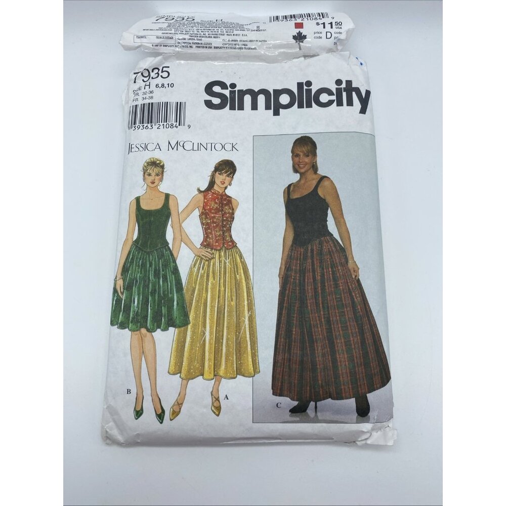 Simplicity Pattern 7935 Women's Size 6 8 10 Jessica McClintock Top Skirt Cut
